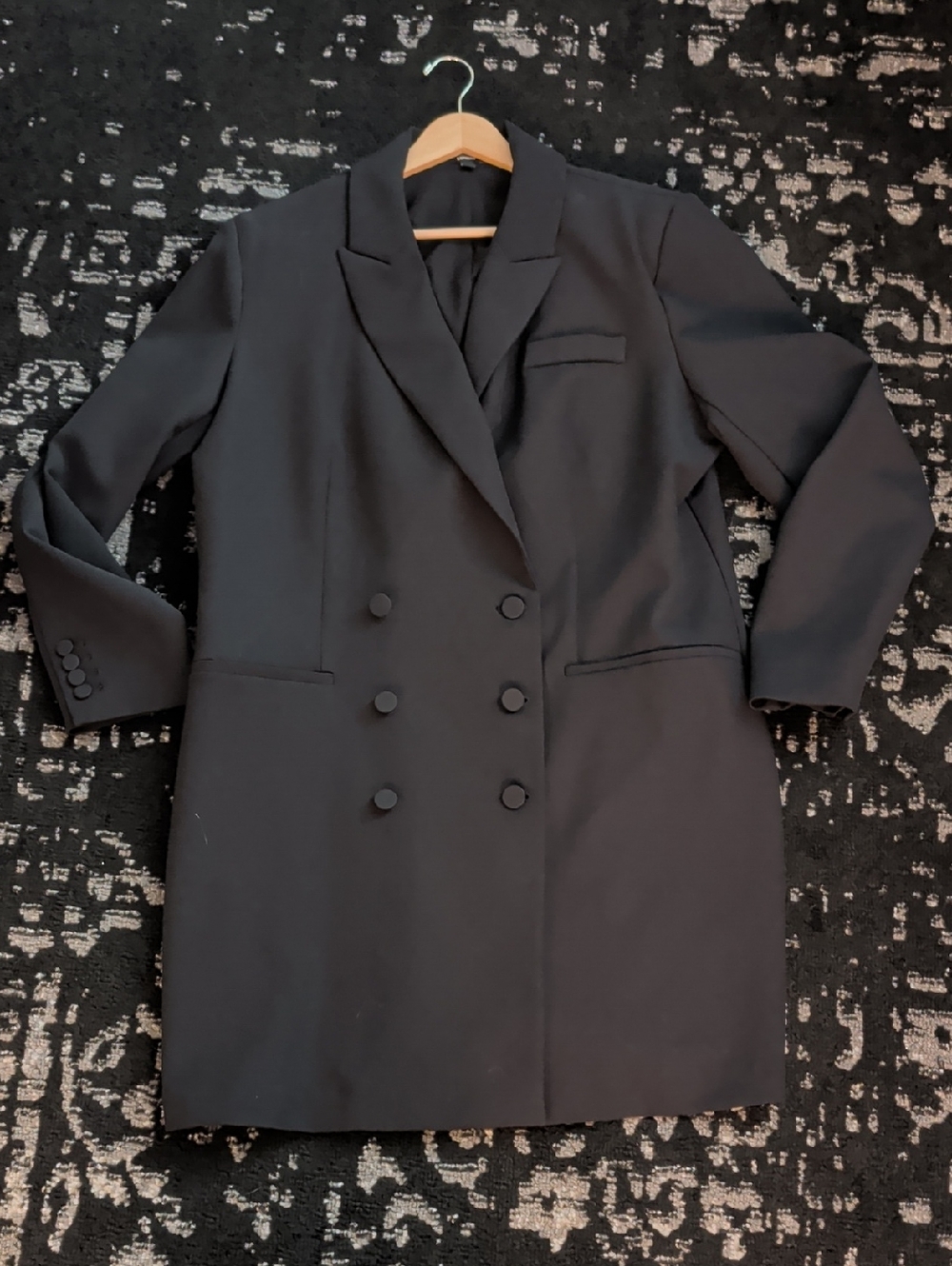 Express Black Double-Breasted Mini Dress Blazer